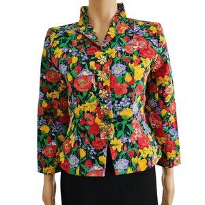 Vintage Yves Saint Laurent Rive Gauche Summer 1992 Floral Jewel Buttons Jacket